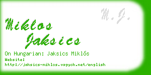 miklos jaksics business card